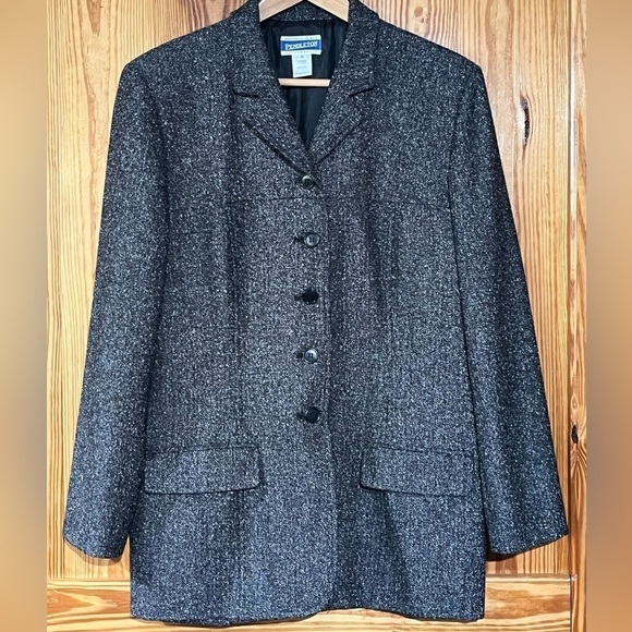 Pendleton Knockabouts Black Wool 5 Button Flap Pocket Jacket Lined Classic - Picture 1 of 11